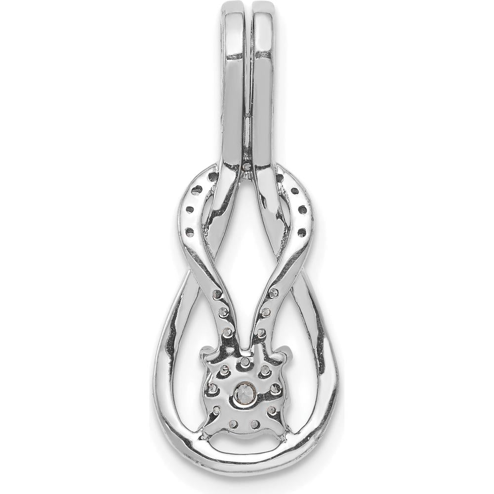 14K White Gold Diamond Knot Pendant Slide with Round Diamonds - 1/6 Carat Total Diamond Weight by Oro Pregiato