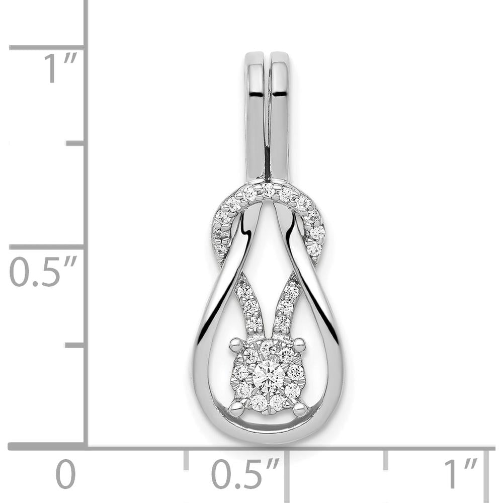 14K White Gold Diamond Knot Pendant Slide with Round Diamonds - 1/6 Carat Total Diamond Weight by Oro Pregiato