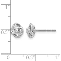 14K White Gold Diamond Knot Post Earrings - 0.06 Carat Total Diamond Weight by Monteluci Fine Jewelry