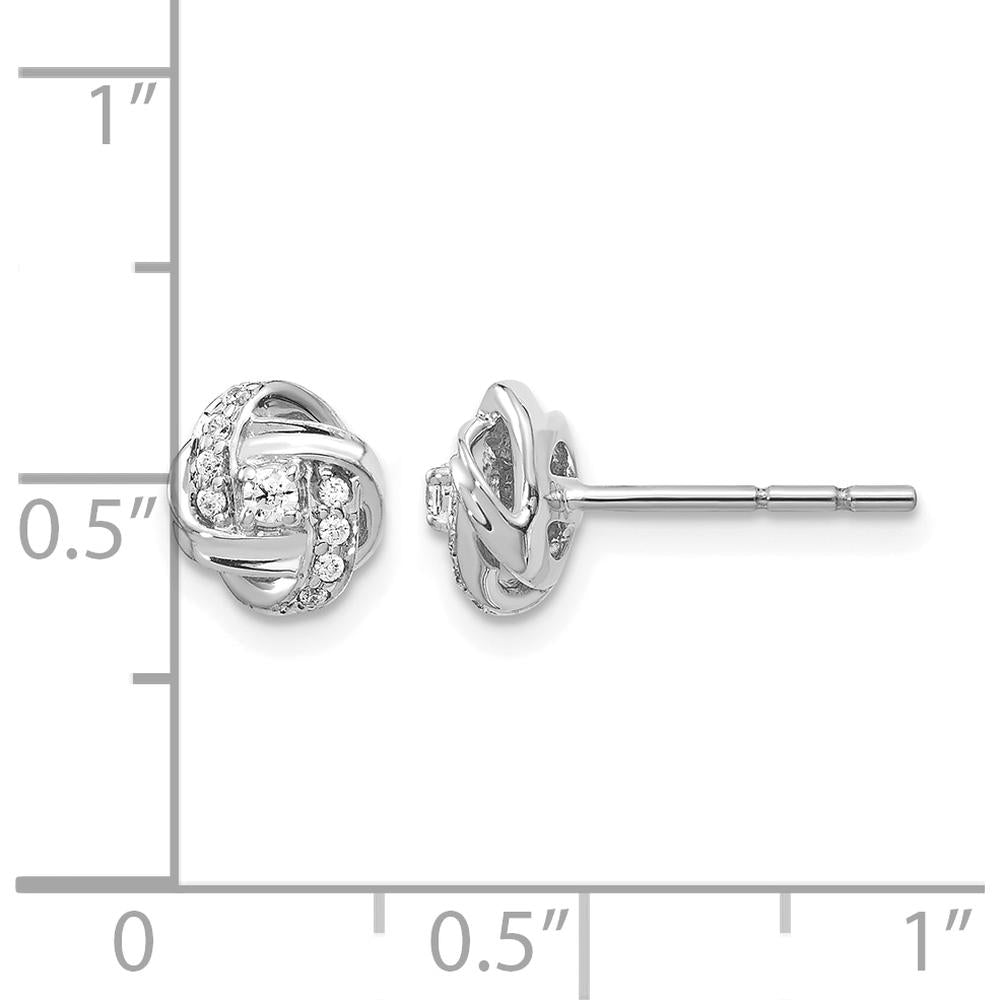 14K White Gold Diamond Knot Post Earrings - 0.06 Carat Total Diamond Weight by Monteluci Fine Jewelry