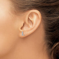 14K White Gold Diamond L Initial Stud Earrings - 0.003 Carats Total Diamond Weight by Monteluci Fine Jewelry