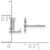 14K White Gold Diamond L Initial Stud Earrings - 0.003 Carats Total Diamond Weight by Monteluci Fine Jewelry