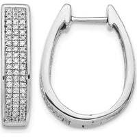 14K White Gold Diamond Large Hinged Oval Hoop Earrings - 0.014 Carat Total Diamond Weight by Monteluci Fine Jewelry
