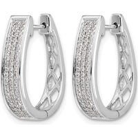 14K White Gold Diamond Large Hinged Oval Hoop Earrings - 0.014 Carat Total Diamond Weight by Monteluci Fine Jewelry