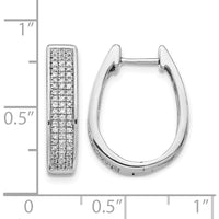 14K White Gold Diamond Large Hinged Oval Hoop Earrings - 0.014 Carat Total Diamond Weight by Monteluci Fine Jewelry
