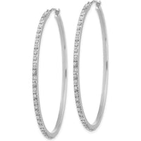 14K White Gold Diamond Large Round Hinged Hoop Earrings - 0.010 Carats Total Diamond Weight by Monteluci Fine Jewelry
