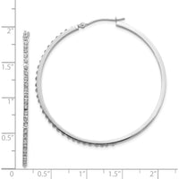 14K White Gold Diamond Large Round Hinged Hoop Earrings - 0.010 Carats Total Diamond Weight by Monteluci Fine Jewelry