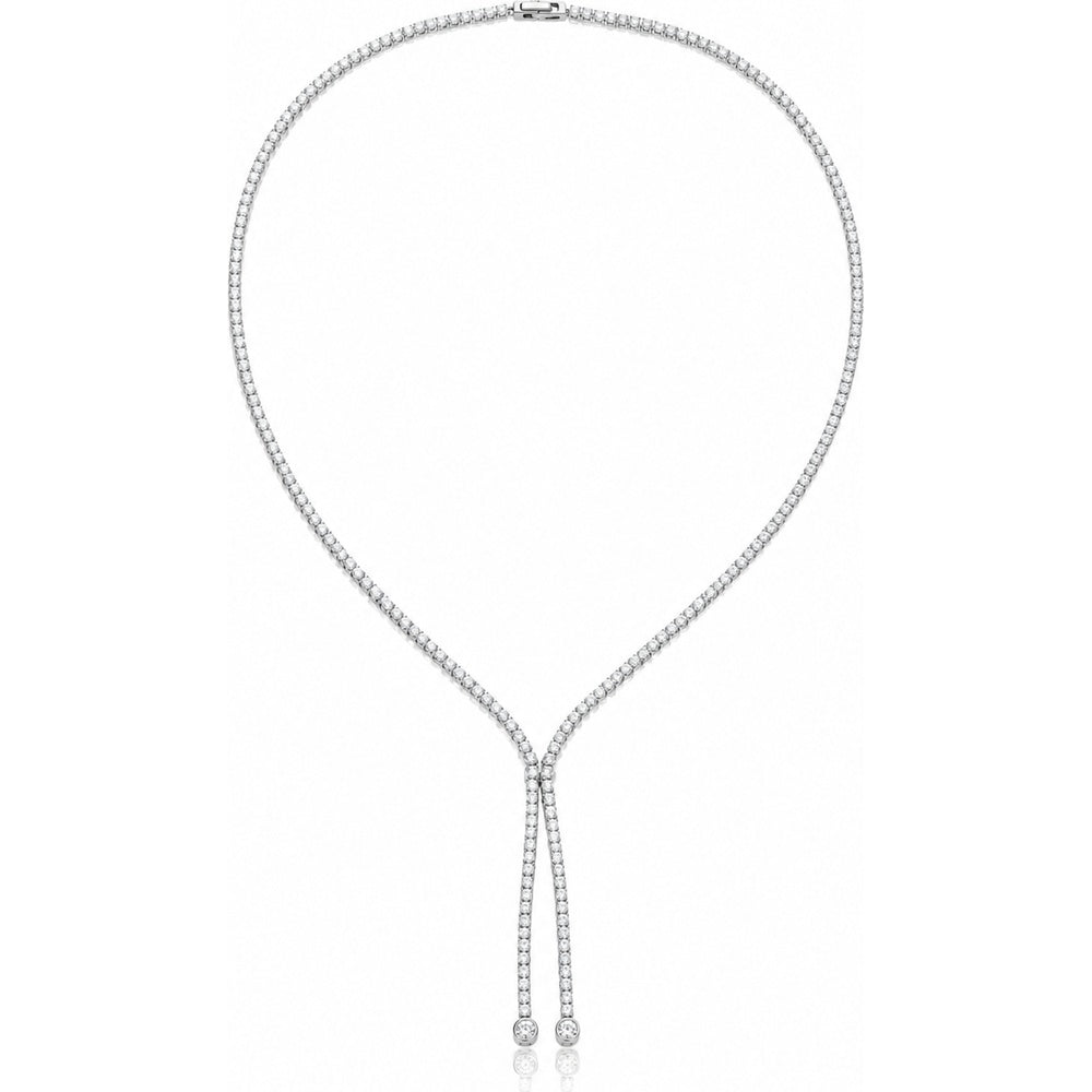 14K White Gold Diamond Lariat Necklace with Prong-Set Round Diamonds - 2.20 Carat Total Diamond Weight by Auriventus