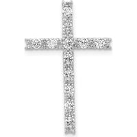 14K White Gold Diamond Latin Cross Pendant with 42 Round Natural Diamonds - 0.50 Carat Total Diamond Weight by Monteluci Fine Jewelry