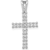 14K White Gold Diamond Latin Cross Pendant with Round Diamonds - 0.24 Carat Total Diamond Weight by Monteluci Fine Jewelry