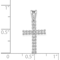 14K White Gold Diamond Latin Cross Pendant with Round Diamonds - 0.24 Carat Total Diamond Weight by Monteluci Fine Jewelry