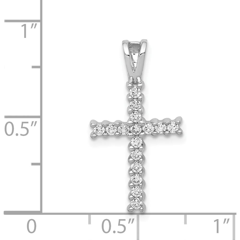 14K White Gold Diamond Latin Cross Pendant with Round Diamonds - 0.24 Carat Total Diamond Weight by Monteluci Fine Jewelry
