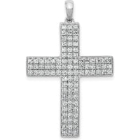 14K White Gold Diamond Latin Cross Pendant with Round Diamonds - 1.0 Carat Total Diamond Weight by Monteluci Fine Jewelry
