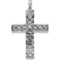 14K White Gold Diamond Latin Cross Pendant with Round Diamonds - 1.0 Carat Total Diamond Weight by Monteluci Fine Jewelry
