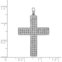 14K White Gold Diamond Latin Cross Pendant with Round Diamonds - 1.0 Carat Total Diamond Weight by Monteluci Fine Jewelry