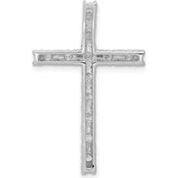 14K White Gold Diamond Latin Cross Pendant with Round Natural Diamonds - 0.75 Carat Total Diamond Weight by Monteluci Fine Jewelry
