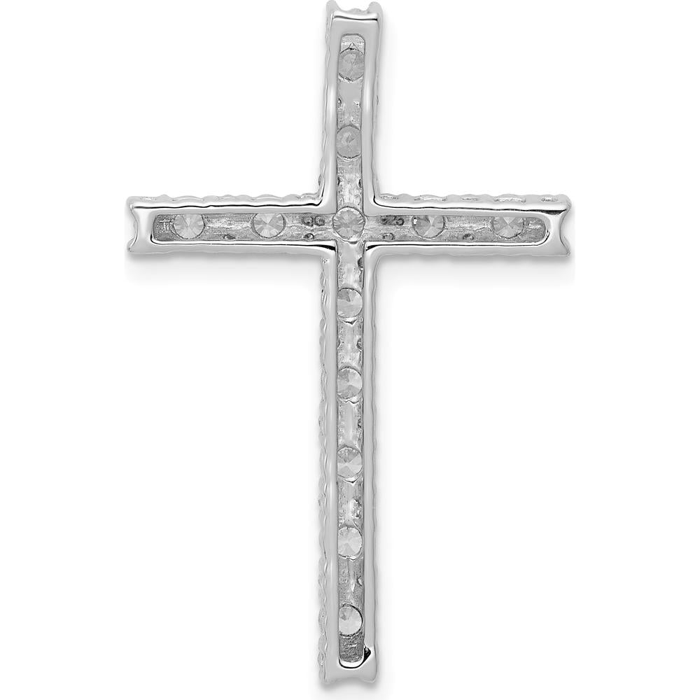 14K White Gold Diamond Latin Cross Pendant with Round Natural Diamonds - 0.75 Carat Total Diamond Weight by Monteluci Fine Jewelry