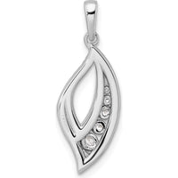 14K White Gold Diamond Leaf Pendant with Round Diamonds - 0.4 Carat Total Diamond Weight by Oro Pregiato