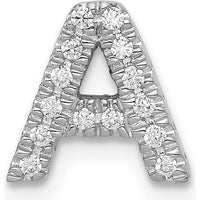 14K White Gold Diamond Letter A Initial Charm with 14 Round Diamonds - 0.008 Carat Total Diamond Weight by Oro Pregiato