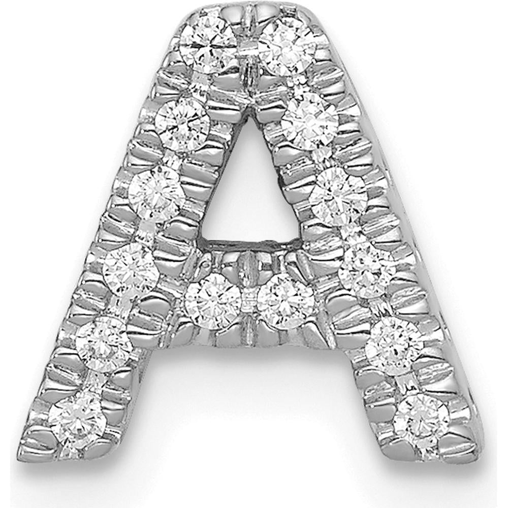 14K White Gold Diamond Letter A Initial Charm with 14 Round Diamonds - 0.008 Carat Total Diamond Weight by Oro Pregiato
