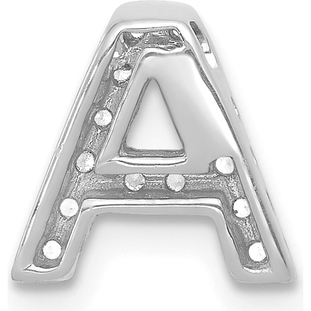 14K White Gold Diamond Letter A Initial Charm with 14 Round Diamonds - 0.008 Carat Total Diamond Weight by Oro Pregiato