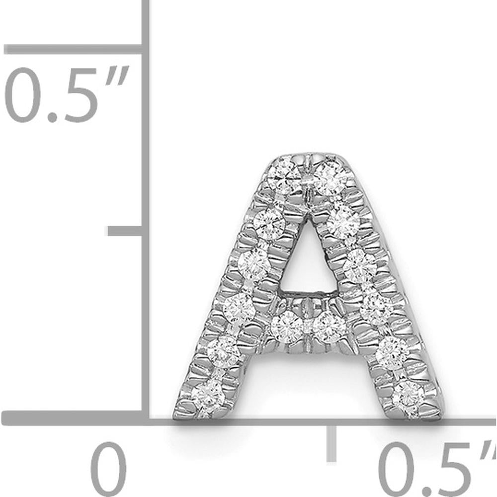 14K White Gold Diamond Letter A Initial Charm with 14 Round Diamonds - 0.008 Carat Total Diamond Weight by Oro Pregiato
