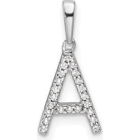 14K White Gold Diamond Letter A Pendant - 0.10 Carat Total Diamond Weight by Oro Pregiato