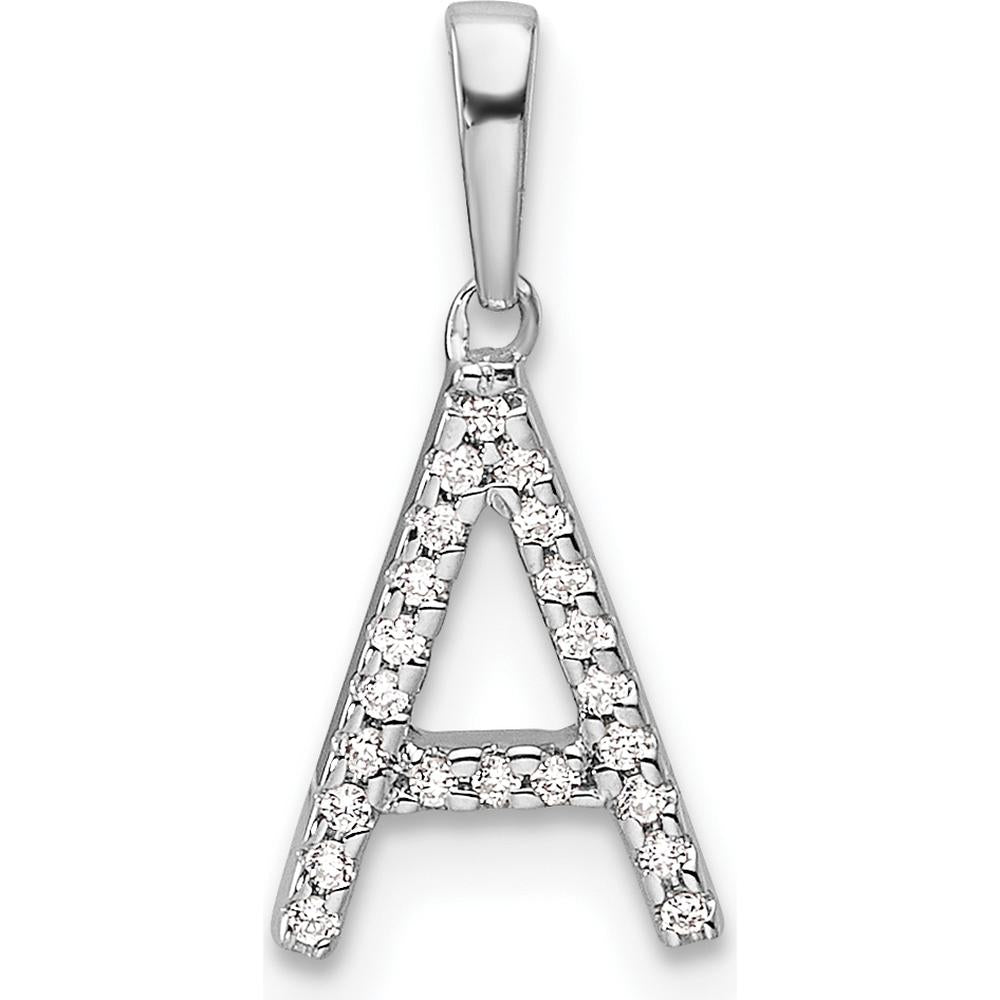 14K White Gold Diamond Letter A Pendant - 0.10 Carat Total Diamond Weight by Oro Pregiato
