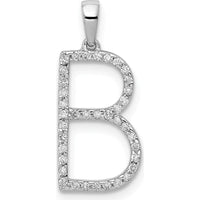 14K White Gold Diamond Letter B Initial Pendant - 0.03 Carat Total Diamond Weight by Monteluci Fine Jewelry