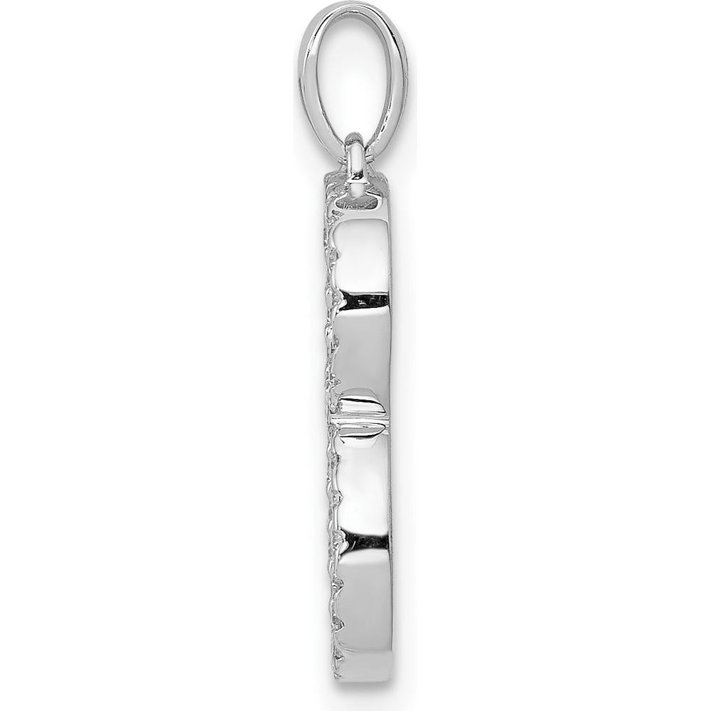 14K White Gold Diamond Letter B Initial Pendant - 0.03 Carat Total Diamond Weight by Monteluci Fine Jewelry