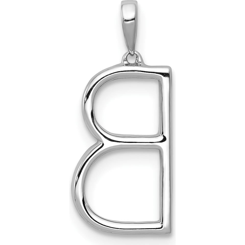 14K White Gold Diamond Letter B Initial Pendant - 0.03 Carat Total Diamond Weight by Monteluci Fine Jewelry