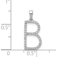 14K White Gold Diamond Letter B Initial Pendant - 0.03 Carat Total Diamond Weight by Monteluci Fine Jewelry