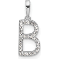 14K White Gold Diamond Letter B Initial Pendant with Diamonds - 0.05 Carat Total Diamond Weight by Oro Pregiato