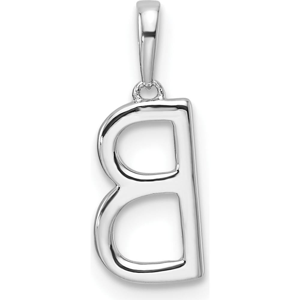 14K White Gold Diamond Letter B Initial Pendant with Diamonds - 0.05 Carat Total Diamond Weight by Oro Pregiato