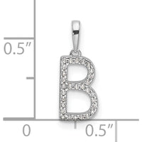 14K White Gold Diamond Letter B Initial Pendant with Diamonds - 0.05 Carat Total Diamond Weight by Oro Pregiato