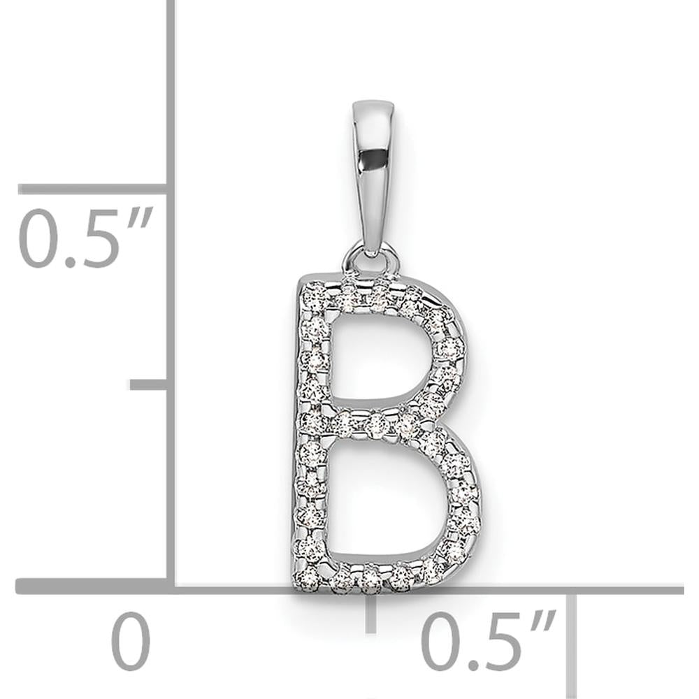 14K White Gold Diamond Letter B Initial Pendant with Diamonds - 0.05 Carat Total Diamond Weight by Oro Pregiato