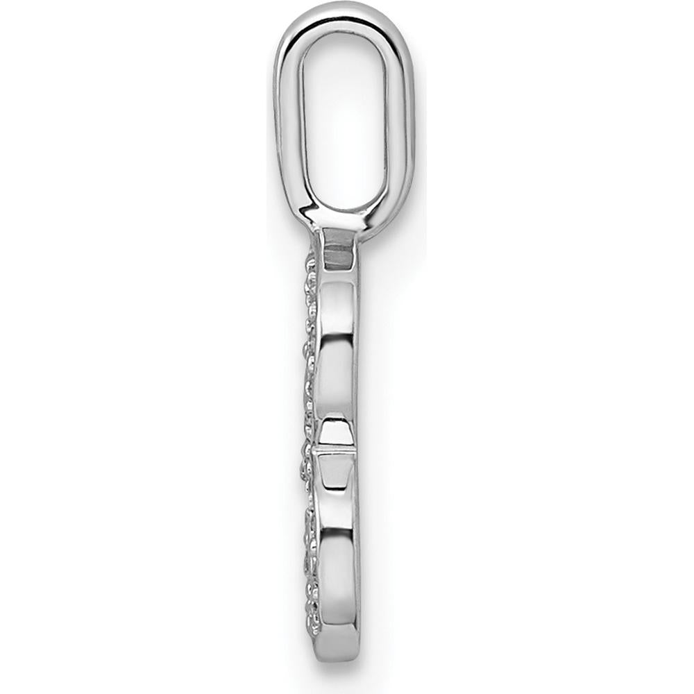 14K White Gold Diamond Letter B Initial Pendant with Rhodium Plating by Oro Pregiato
