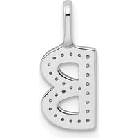 14K White Gold Diamond Letter B Initial Pendant with Rhodium Plating by Oro Pregiato