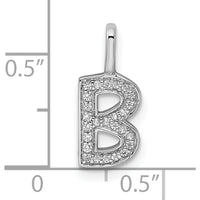 14K White Gold Diamond Letter B Initial Pendant with Rhodium Plating by Oro Pregiato