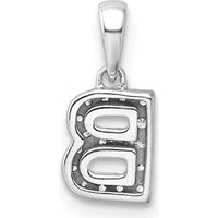 14K White Gold Diamond Letter B Pendant with Rhodium Plating - Polished Finish by Oro Pregiato