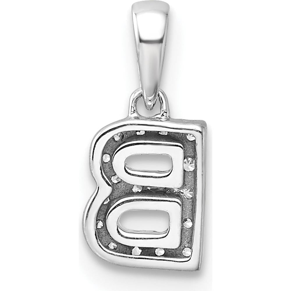 14K White Gold Diamond Letter B Pendant with Rhodium Plating - Polished Finish by Oro Pregiato