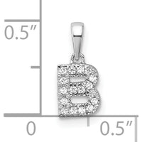 14K White Gold Diamond Letter B Pendant with Rhodium Plating - Polished Finish by Oro Pregiato