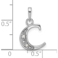 14K White Gold Diamond Letter C Initial Pendant - 0.01 Carat Total Diamond Weight by Oro Pregiato