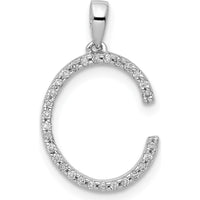 14K White Gold Diamond Letter C Pendant with 29 Round Diamonds - 0.087 Carat Total Diamond Weight by Oro Pregiato