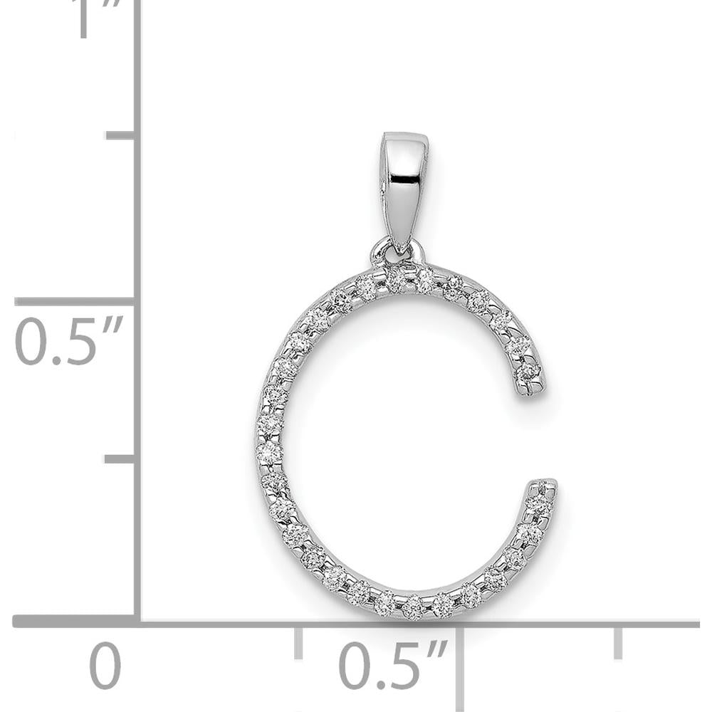 14K White Gold Diamond Letter C Pendant with 29 Round Diamonds - 0.087 Carat Total Diamond Weight by Oro Pregiato