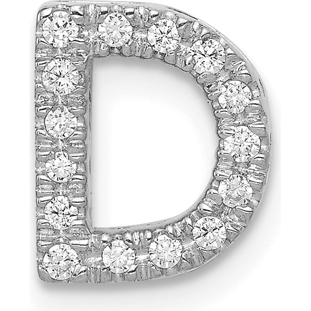 14K White Gold Diamond Letter D Initial Charm - 0.01 Carat Total Diamond Weight by Oro Pregiato