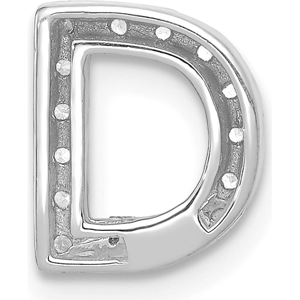 14K White Gold Diamond Letter D Initial Charm - 0.01 Carat Total Diamond Weight by Oro Pregiato