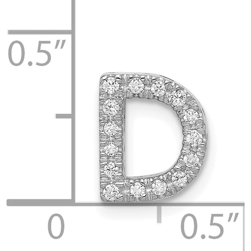 14K White Gold Diamond Letter D Initial Charm - 0.01 Carat Total Diamond Weight by Oro Pregiato