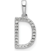 14K White Gold Diamond Letter D Initial Pendant - Personalized Charm with Diamonds by Oro Pregiato