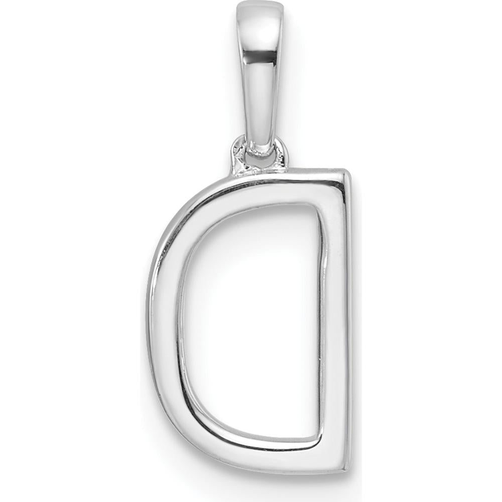 14K White Gold Diamond Letter D Initial Pendant - Personalized Charm with Diamonds by Oro Pregiato